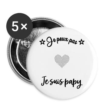 PAPY. PAPA. FÊTE DES PÈRES. BONNE FÊTE PAPA - Lot de 5 grands badges (56 mm) - blanc - Devant