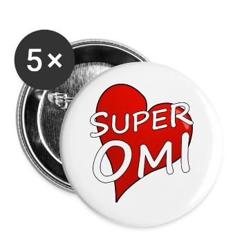 SUPER OMI - Buttons groß 56 mm (5er Pack) - Weiß - Vorne
