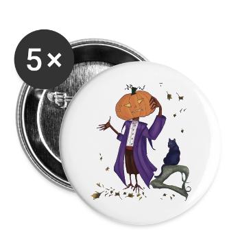 Dashing pumpkin in Purple Coat - Buttons large 2.2''/56 mm (5-pack) - white - Front