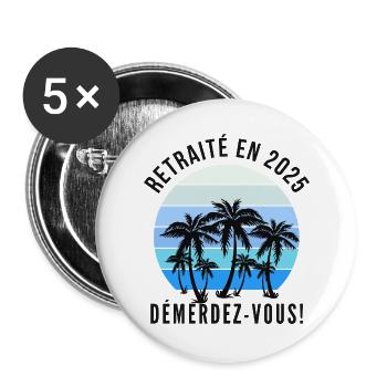 Retired in 2025 Get Started! Gift Humor Future - Buttons large 2.2''/56 mm (5-pack) - white - Front