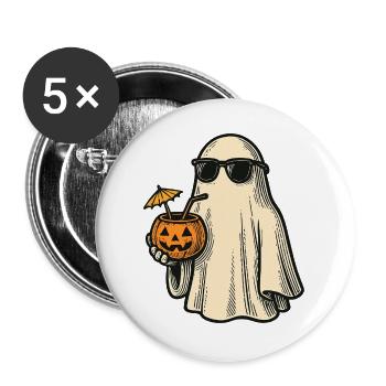 Cool Halloween Ghost with Cocktail - Buttons large 2.2''/56 mm (5-pack) - white - Front
