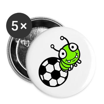 Raupe Fußball Loch Ball Comic lustig süß Sport süß - Buttons groß 56 mm (5er Pack) - Weiß - Vorne