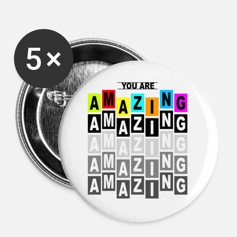 Amazing Pop Art Colorful Blocks - Buttons large 2.2''/56 mm (5-pack) - white