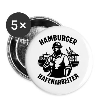 Hamburger Hafenarbeiter - Buttons groß 56 mm (5er Pack) - Weiß - Vorne