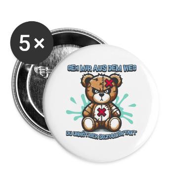 Get out of my way, you unnecessary social contact - Buttons large 2.2''/56 mm (5-pack) - white - Front