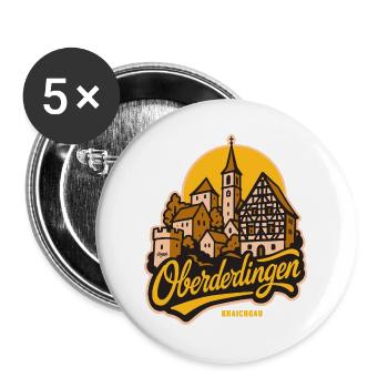 Oberderdingen Skyline im Vintage Lettering Stil - Buttons groß 56 mm (5er Pack) - Weiß - Vorne
