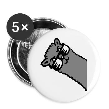 Llama Alpaca Head Sunglasses Cool Gray Funny Cute - Buttons large 2.2''/56 mm (5-pack) - white - Front