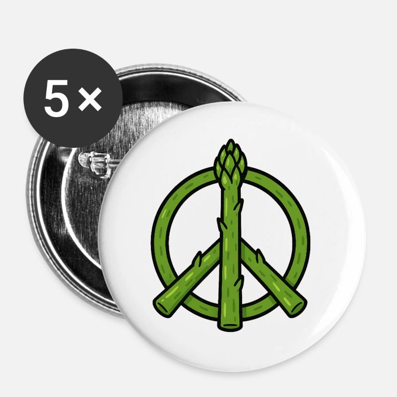 Peace, Love & Asparagus - Buttons large 2.2''/56 mm (5-pack) - white