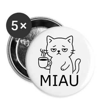 Tired Cat - Buttons large 2.2''/56 mm (5-pack) - white - Front
