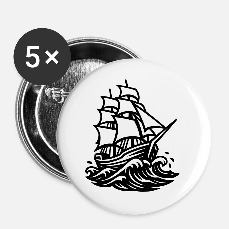 Sailing ship - Buttons large 2.2''/56 mm (5-pack) - white