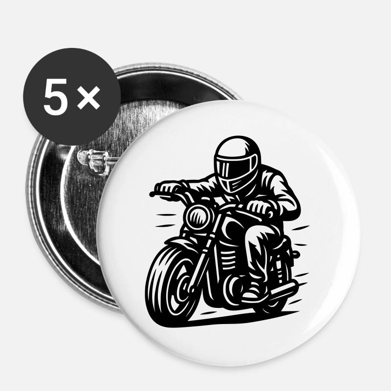 biker - Buttons large 2.2''/56 mm (5-pack) - white