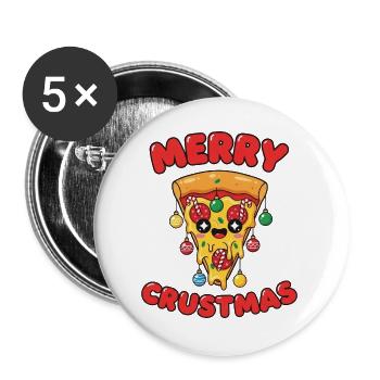 Joyeux Crustmas - Lot de 5 grands badges (56 mm) - blanc - Devant