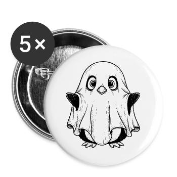 Cartoon Baby Penguin in Ghost Costume - Buttons large 2.2''/56 mm (5-pack) - white - Front