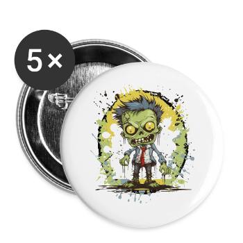 Zombie Comic Splatter - Buttons groß 56 mm (5er Pack) - Weiß - Vorne