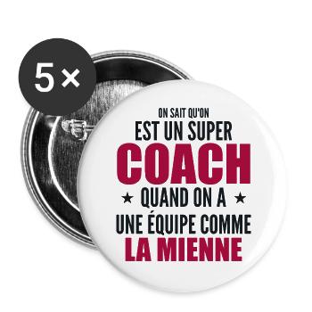 Un Super Coach Cadeau Entraîneur Sportif Humour - Lot de 5 grands badges (56 mm) - blanc - Devant