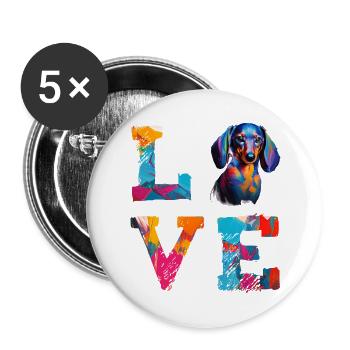 Watercolor Dachshund Love Dog Art – Weiner Dog Dad - Buttons large 2.2''/56 mm (5-pack) - white - Front