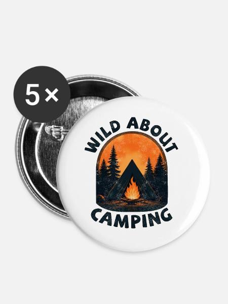 Wild about camping - Buttons groß 56 mm (5er Pack) - Weiß