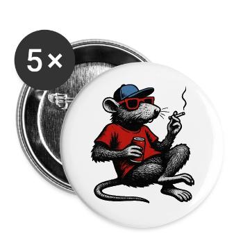 Rat with sunglasses smoking - Buttons large 2.2''/56 mm (5-pack) - white - Front