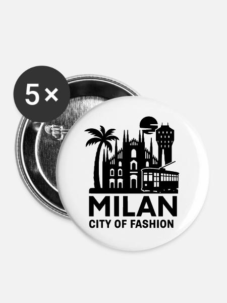 milan mailand italien - Buttons groß 56 mm (5er Pack) - Weiß
