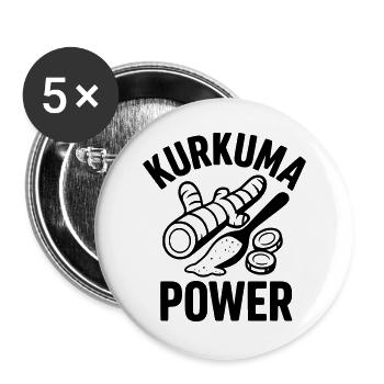 Turmeric Power - Buttons large 2.2''/56 mm (5-pack) - white - Front