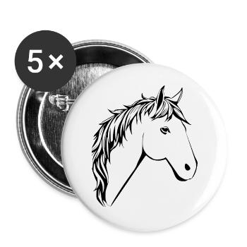 Cheval Tête de Cheval T-shirt Cadeau Cavalier - Lot de 5 grands badges (56 mm) - blanc - Devant
