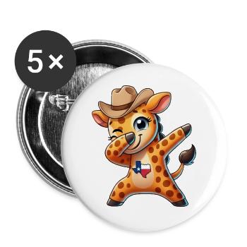 Süße Giraffe Dabbing Texas Hütten Cartoon Freude - Buttons groß 56 mm (5er Pack) - Weiß - Vorne