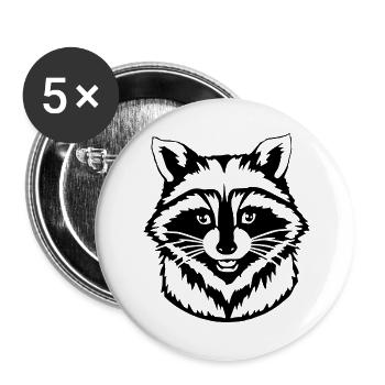 Raton laveur - Lot de 5 grands badges (56 mm) - blanc - Devant