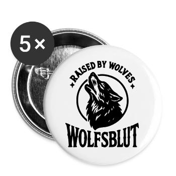 Wolfsblut Wolf Rudel Wolfspack Wölfe loyal Jagd  - Buttons groß 56 mm (5er Pack) - Weiß - Vorne