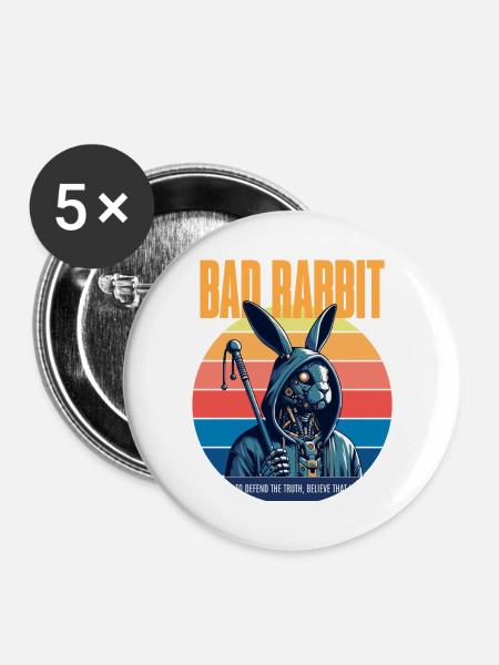 Bad Rabbit - Buttons groß 56 mm (5er Pack) - Weiß