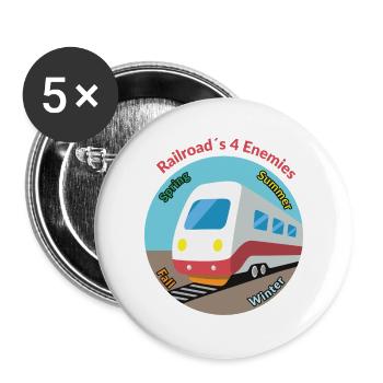Four Seasons Train Motif, Always Unpunctual - Buttons large 2.2''/56 mm (5-pack) - white - Front