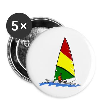 Segelboot mit Segler - Buttons groß 56 mm (5er Pack) - Weiß - Vorne