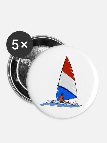 Segelboot - Buttons groß 56 mm (5er Pack) - Weiß