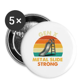 Gen X Metal Slide Strong Feral Childhood Quote - Buttons large 2.2''/56 mm (5-pack) - white - Front