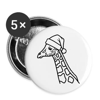 Weihnachtsgiraffe Cartoon Illustration - Buttons groß 56 mm (5er Pack) - Weiß - Vorne