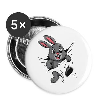 Süßer Comic Hase – Perfekt für Kinder & Tierfans - Buttons groß 56 mm (5er Pack) - Weiß - Vorne