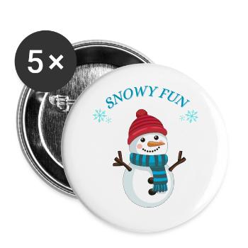 Bonhomme de neige amusant - Lot de 5 grands badges (56 mm) - blanc - Devant