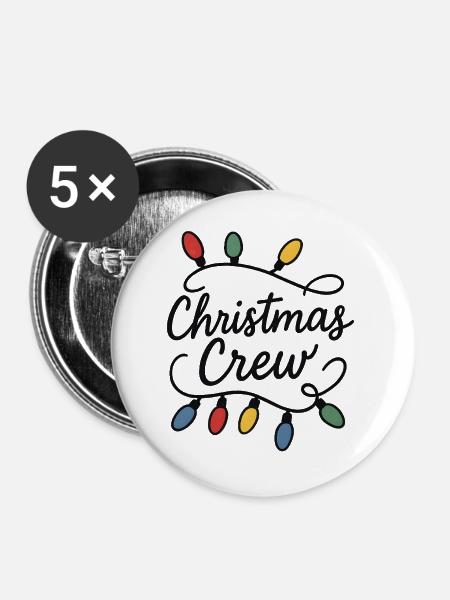 Christmas Crew Lichterkette - Buttons groß 56 mm (5er Pack) - Weiß
