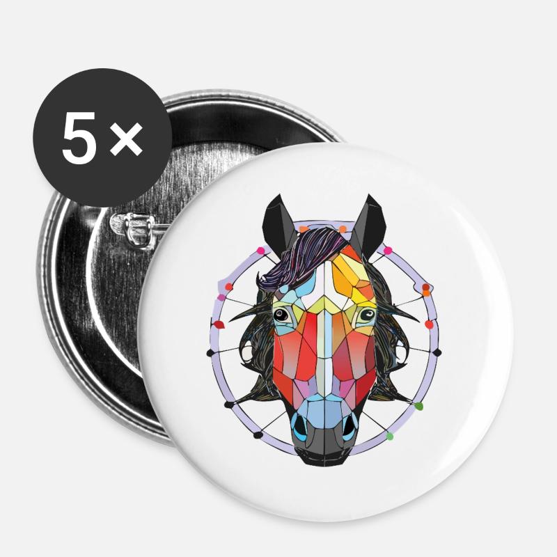 Pferdekopf - Buttons groß 56 mm (5er Pack) - Weiß
