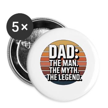 DAD: The Man The Legend - Buttons large 2.2''/56 mm (5-pack) - white - Front