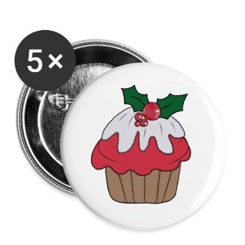 Weihnachtsmuffin - Buttons groß 56 mm (5er Pack) - Weiß - Vorne
