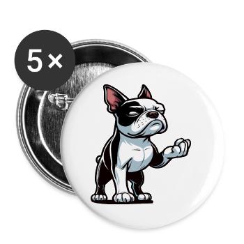 Boston Terrier Boston Terrier owner Bosti - Buttons large 2.2''/56 mm (5-pack) - white - Front