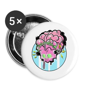 Gehirn Graffiti Power - Buttons groß 56 mm (5er Pack) - Weiß - Vorne