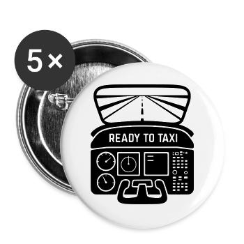 ready to taxi cockpit fliegen flugzeug silhouette - Buttons groß 56 mm (5er Pack) - Weiß - Vorne