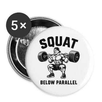 Kniebeuge unter parallelem Schwergewichtler - Buttons groß 56 mm (5er Pack) - Weiß - Vorne