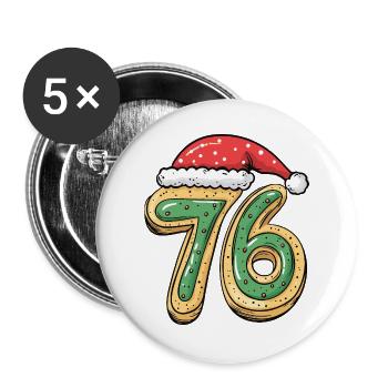 76 Number Cookie Christmas - Buttons large 2.2''/56 mm (5-pack) - white - Front