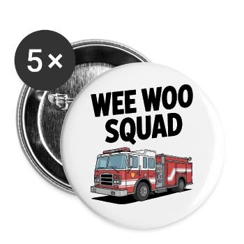 Wee Woo Squad Fire Brigade Car Rescuer Saying - Buttons large 2.2''/56 mm (5-pack) - white - Front