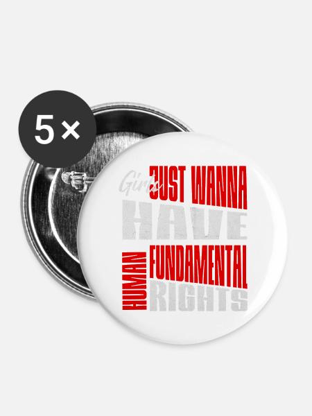 Frauenrechte Fundamental rights Layout - Buttons groß 56 mm (5er Pack) - Weiß