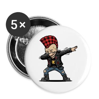 Dabbing Punk – Style de dessin animé effronté - Lot de 5 grands badges (56 mm) - blanc - Devant