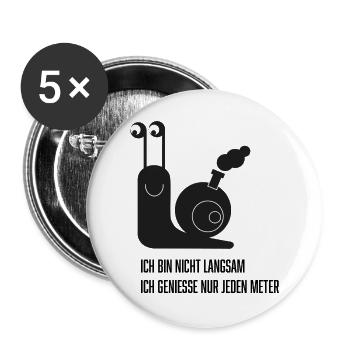 Snail with funny saying - Buttons large 2.2''/56 mm (5-pack) - white - Front