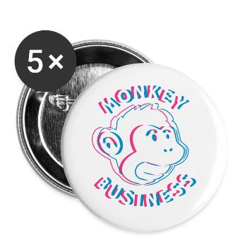 Monkey Business 3D - Affe Graffiti Urban Art - Buttons large 2.2''/56 mm (5-pack) - white - Front